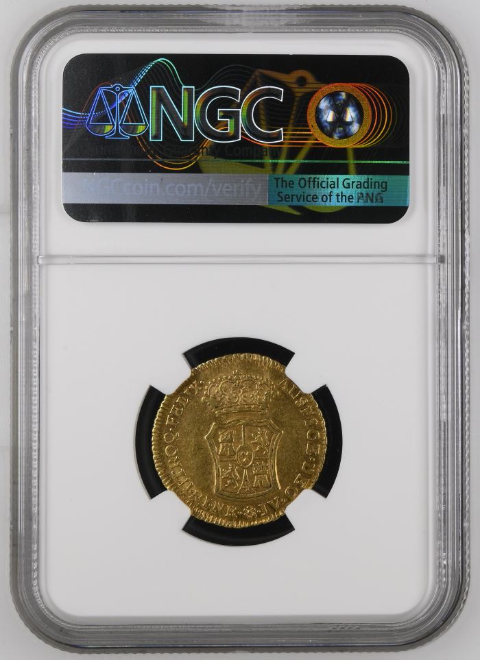 Colombia 2 Escudos 1763 Nr JV NGC AU55 0151633Colombia 2 Escudos 1763 Nr JV NGC AU55 0151633 - Image 2