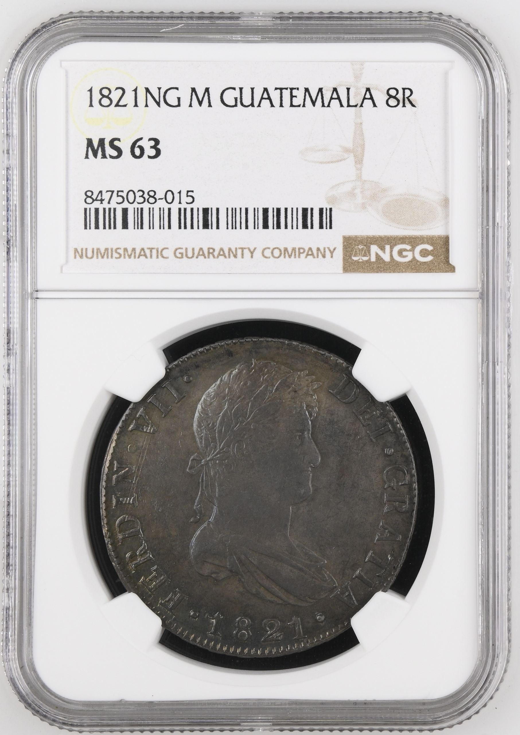 Guatemala 8 Reales 1821 Ng M NGC MS63 0151646