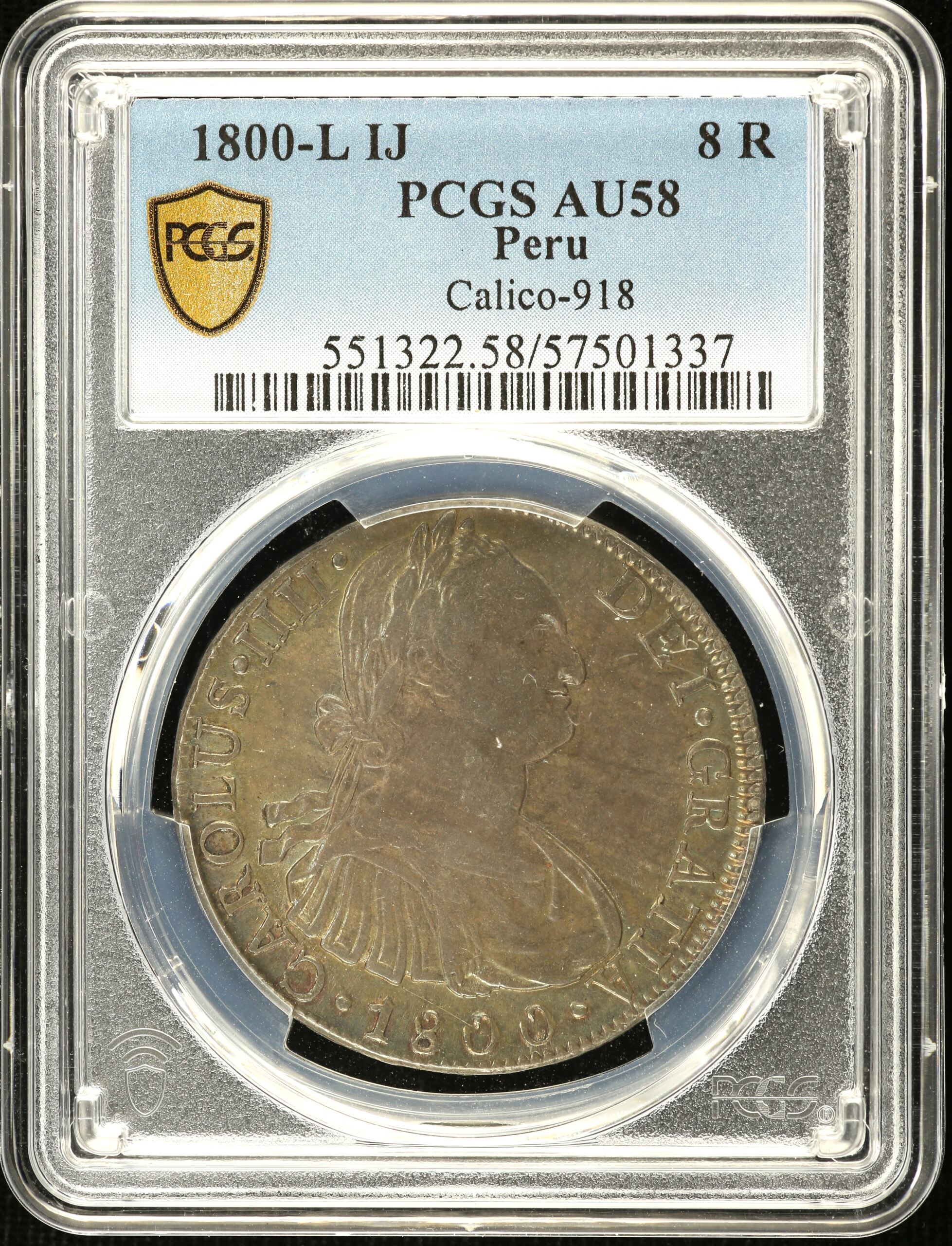 Peru 8 Reales 1800 Lima JJ Calico-918 PCGS AU58 0151651