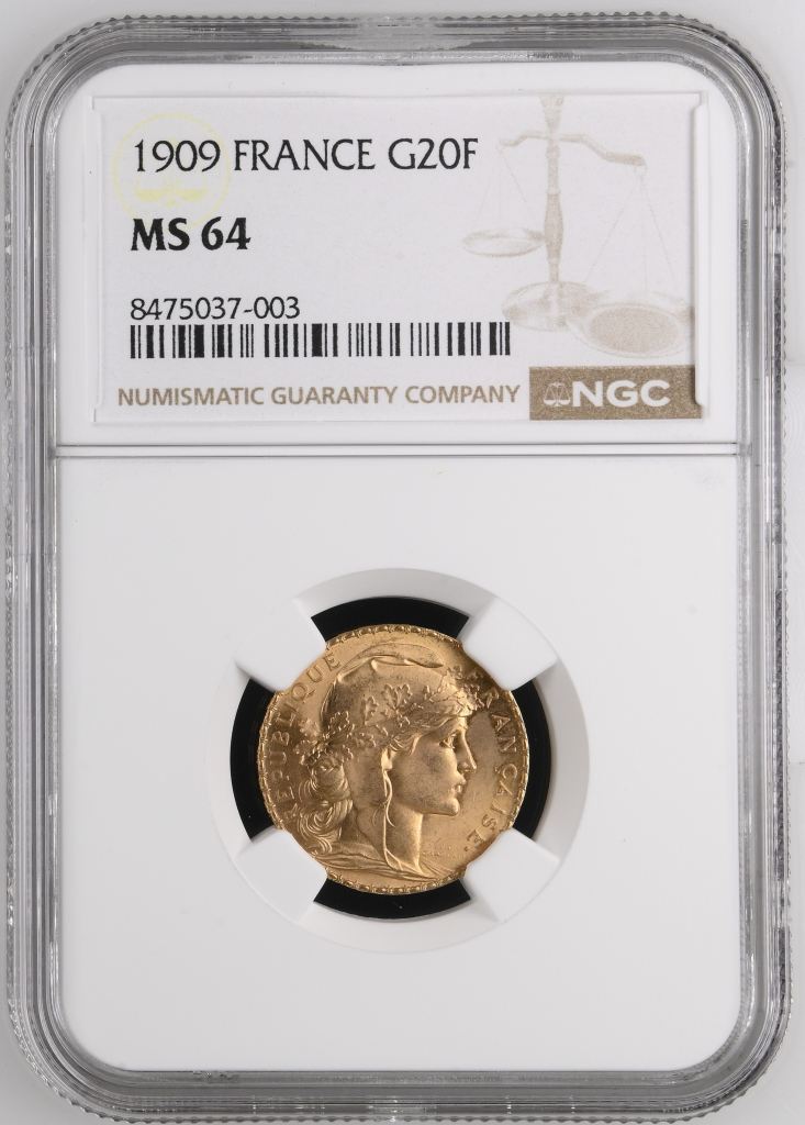 France 20 Francs 1909 NGC MS64 0151668