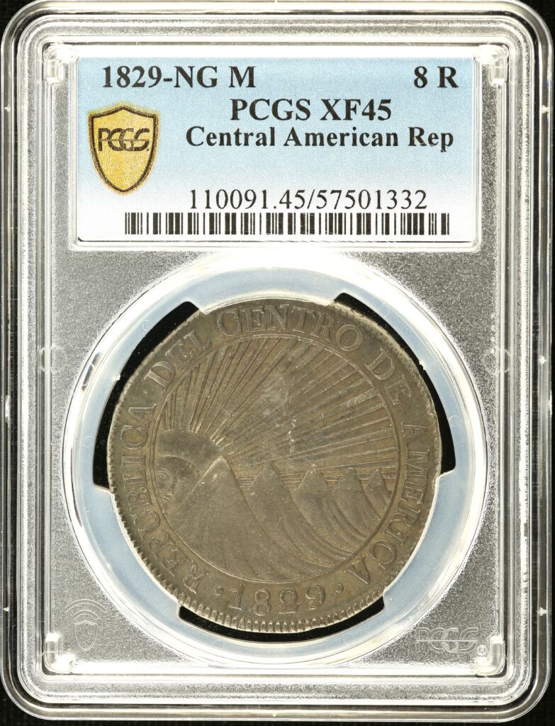 Central American Republic 8 Reales 1829 Ng M PCGS XF45 0151695