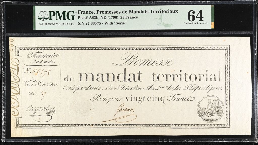 France 25 Francs (1796) PMG Ch UNC64 Pick #A83b 0150415
