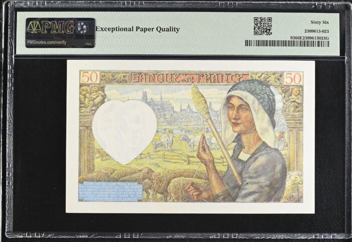 France 50 Francs 1941 PMG Gem UNC66 EPQ Pick #93 0150428France 50 Francs 1941 PMG Gem UNC66 EPQ Pick #93 0150428 - Image 2