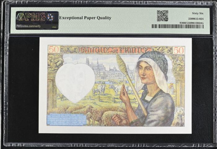 France 50 Francs 1942 PMG Gem UNC66 EPQ Pick #93 0150429France 50 Francs 1942 PMG Gem UNC66 EPQ Pick #93 0150429 - Image 2