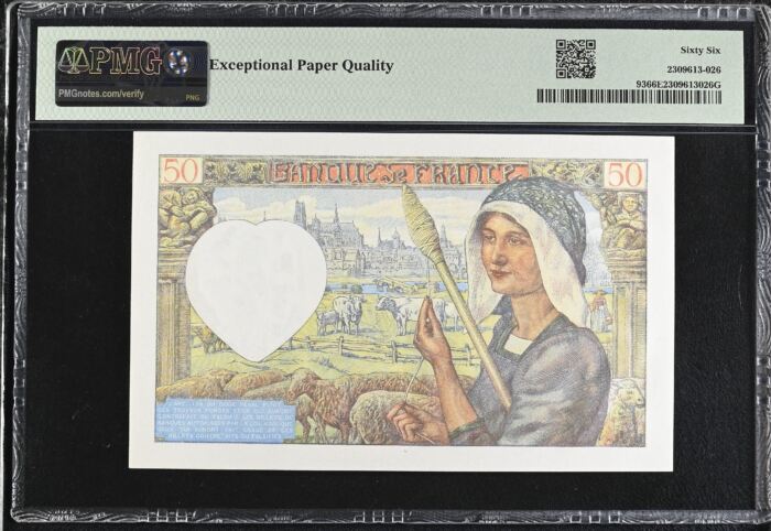 France 50 Francs 1942 PMG Gem UNC66 EPQ Pick #93 0150431France 50 Francs 1942 PMG Gem UNC66 EPQ Pick #93 0150431 - Image 2