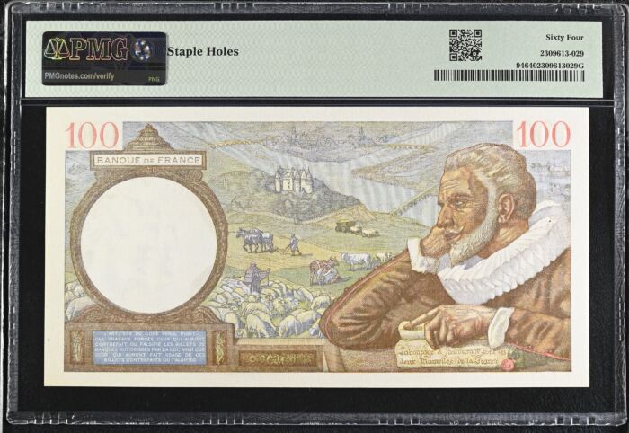 France 100 Francs 1941 PMG Ch UNC64 Pick #94 0150434France 100 Francs 1941 PMG Ch UNC64 Pick #94 0150434 - Image 2