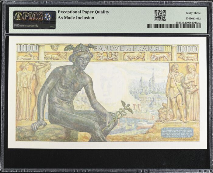 France 1,000 Francs 1942 PMG Ch UNC63 EPQ Pick #102 0150442France 1,000 Francs 1942 PMG Ch UNC63 EPQ Pick #102 0150442 - Image 2