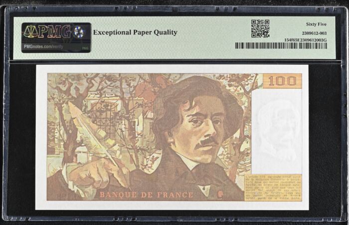 France 100 Francs 1991 PMG Gem UNC65 EPQ Pick #154f 0150448France 100 Francs 1991 PMG Gem UNC65 EPQ Pick #154f 0150448 - Image 2