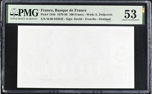 France 100 Francs 1985 PMG AU53 Pick #154b 0150449
