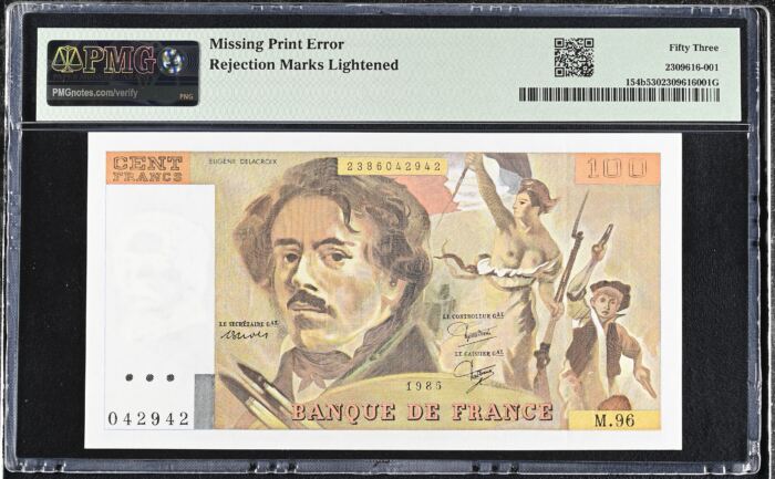 France 100 Francs 1985 PMG AU53 Pick #154b 0150449France 100 Francs 1985 PMG AU53 Pick #154b 0150449 - Image 2