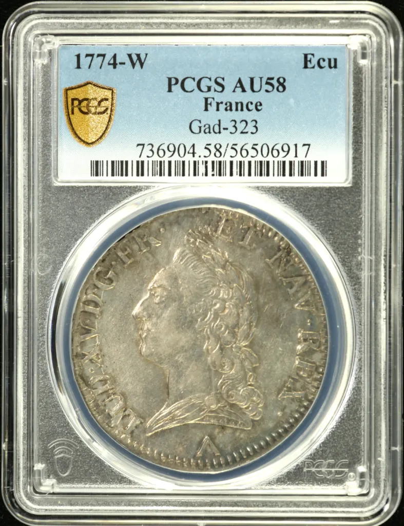 Europe France World Coins France Ecu 1774 W PCGS AU58 Gad-323 0150392 France Ecu 1774 W PCGS AU58 Gad-323 0150392