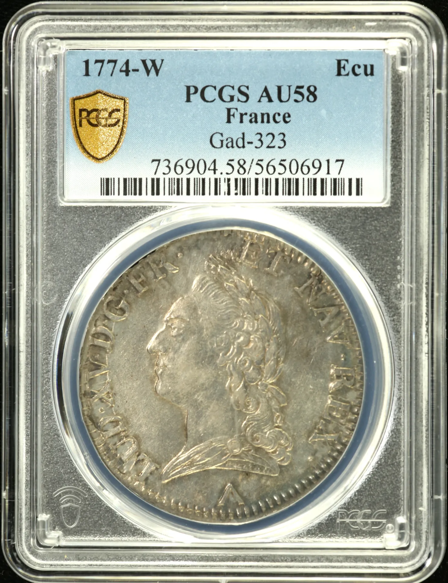 France Ecu 1774 W PCGS AU58 Gad-323 0150392