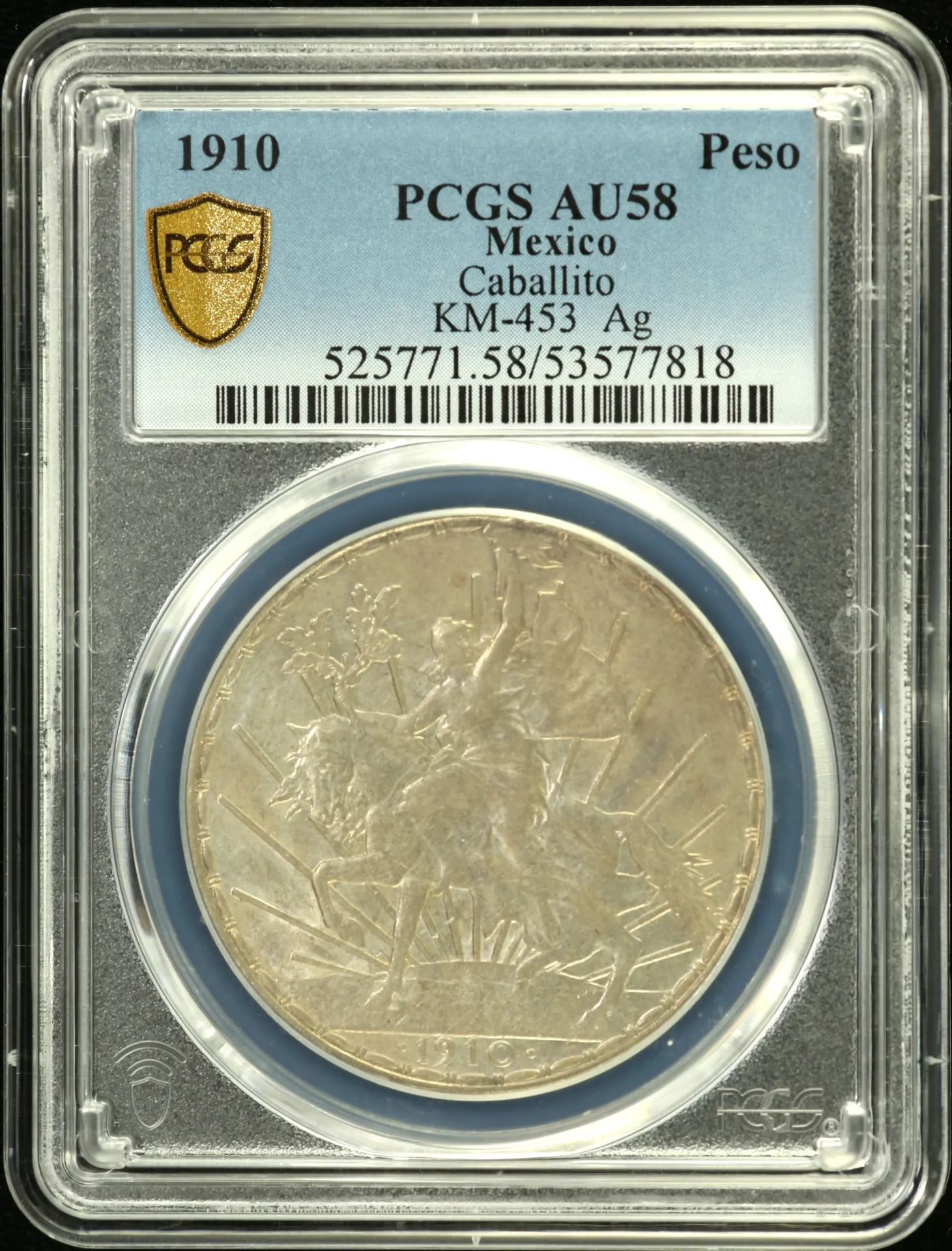 Modern Silver & Minors Peso 1910 PCGS AU58 KM-453 0151572