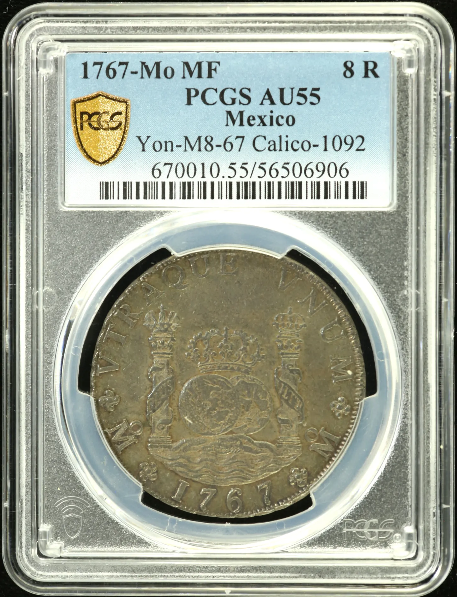 Colonial Silver & Minors 8 Reales 1767 Mo MF PCGS AU55 Calico-1092 0151644