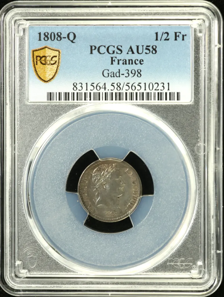 France 1/2 Franc 1808 Q PCGS AU58 GAD-398 0151664