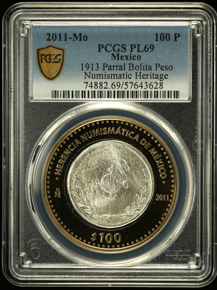 Modern Silver & Minors 100 Peso 2011 Mo PCGS PL69 0150537Modern Silver & Minors 100 Peso 2011 Mo PCGS PL69 0150537