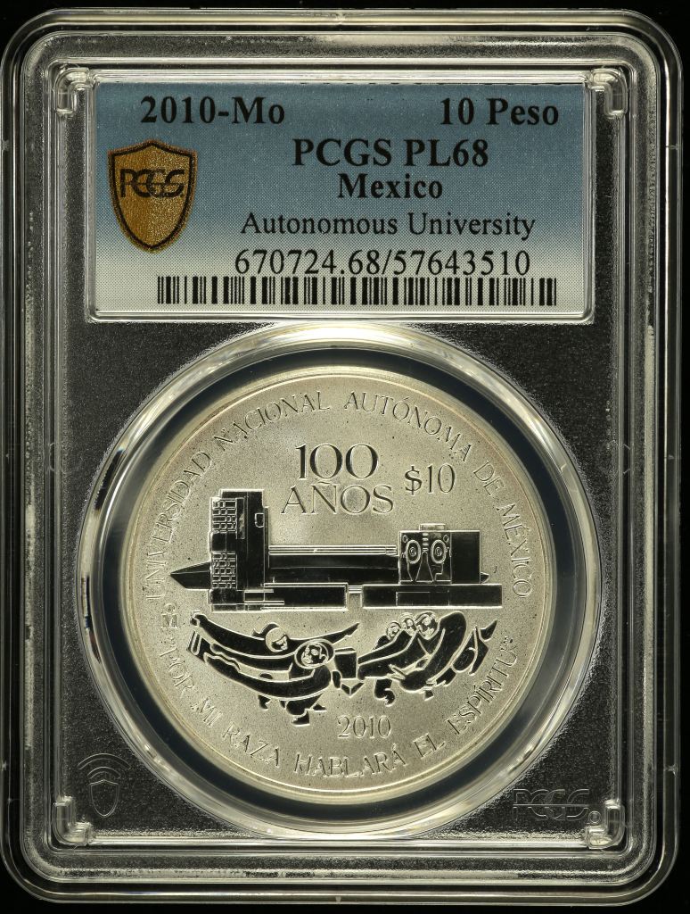 Modern Silver & Minors 10 Peso 2010 Mo PCGS PL68 0150554