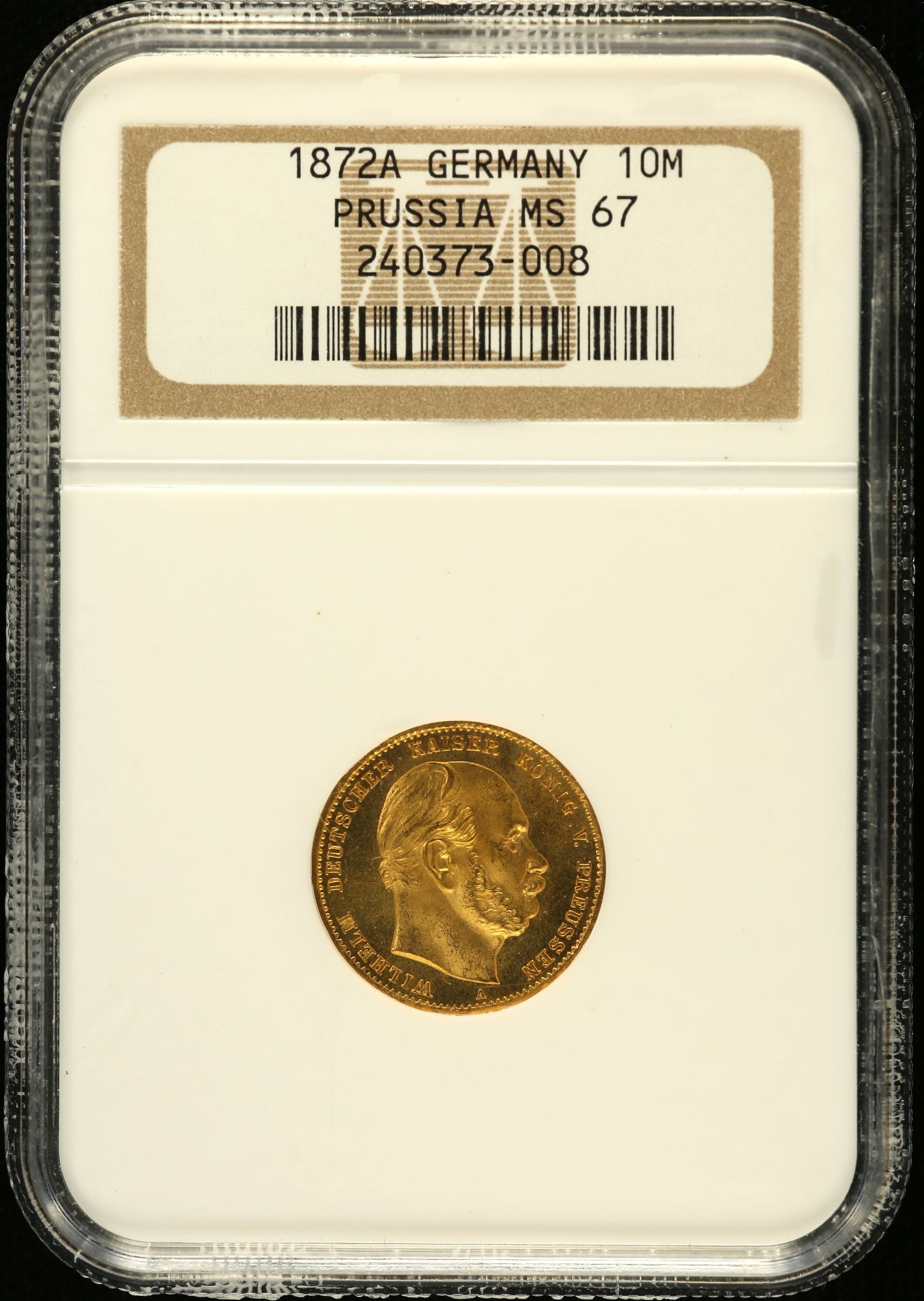 Germany 10 Mark 1872 A NGC MS67 0151604