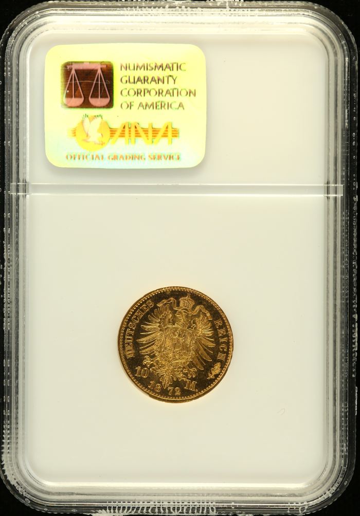 Germany 10 Mark 1872 A NGC MS67 0151609Germany 10 Mark 1872 A NGC MS67 0151609 - Image 2