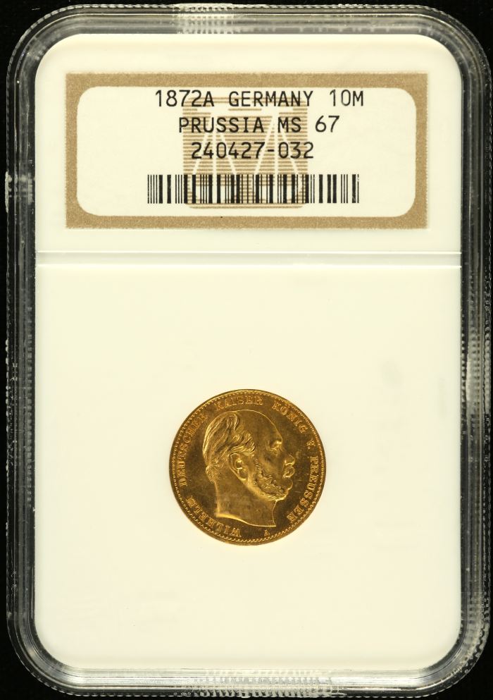 Germany 10 Mark 1872 A NGC MS67 0151610Germany 10 Mark 1872 A NGC MS67 0151610