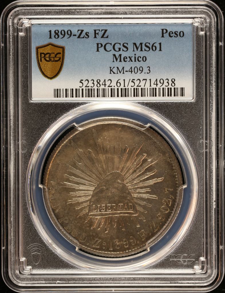 Republic Silver & Minors Peso 1899 Zs FZ KM-409.3 PCGS MS61 0151008