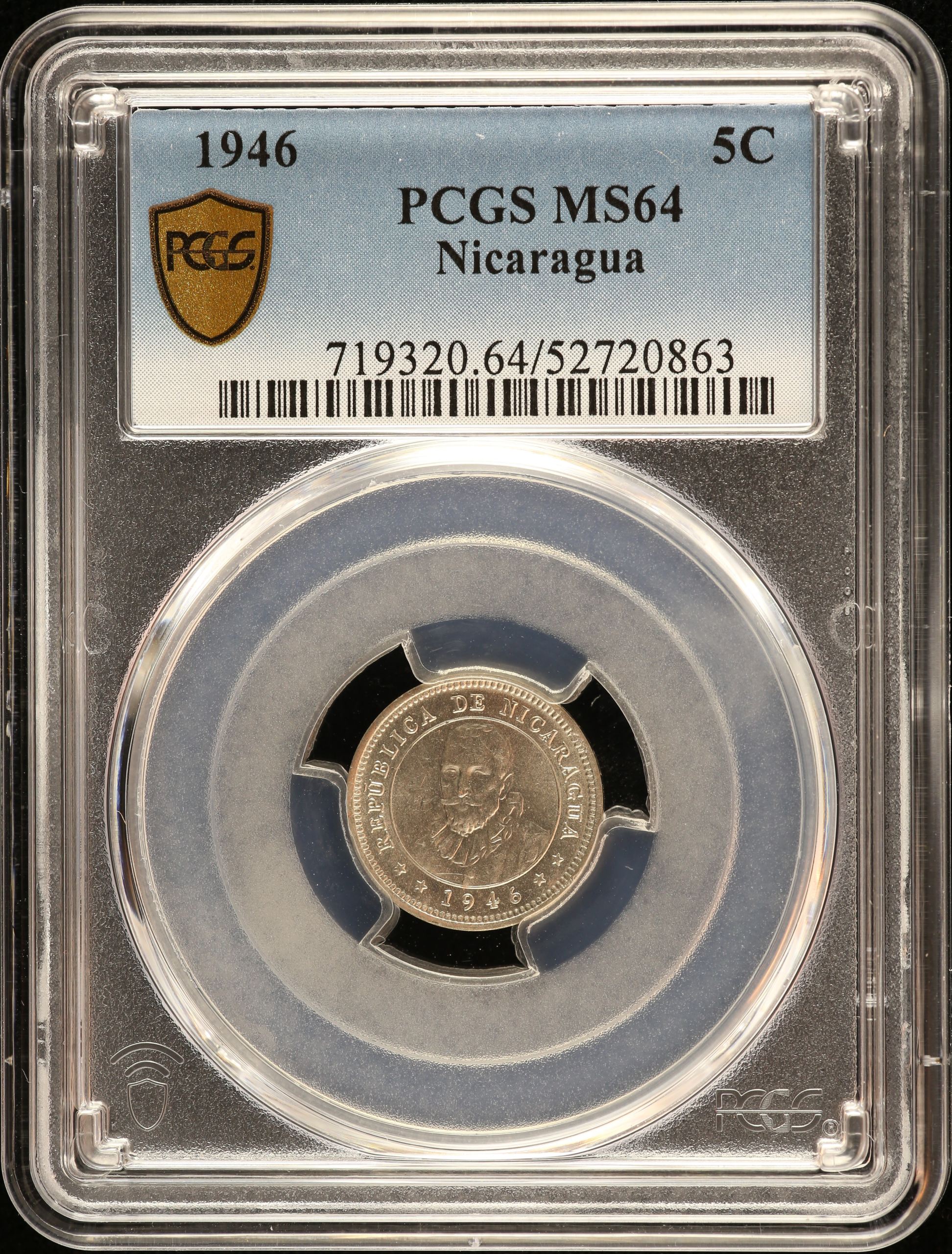 Nicaragua 5 Centavos 1946 PCGS MS64 0151112