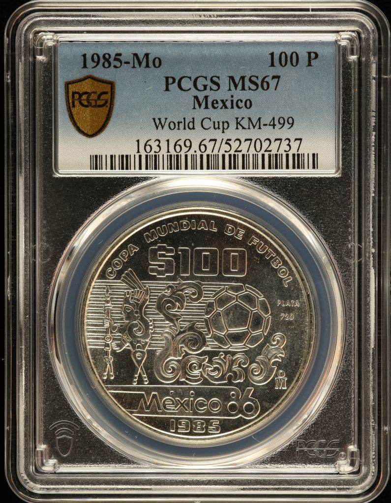 Modern Silver & Minors 100 Peso 1985 Mo KM-499 PCGS MS67 0150741