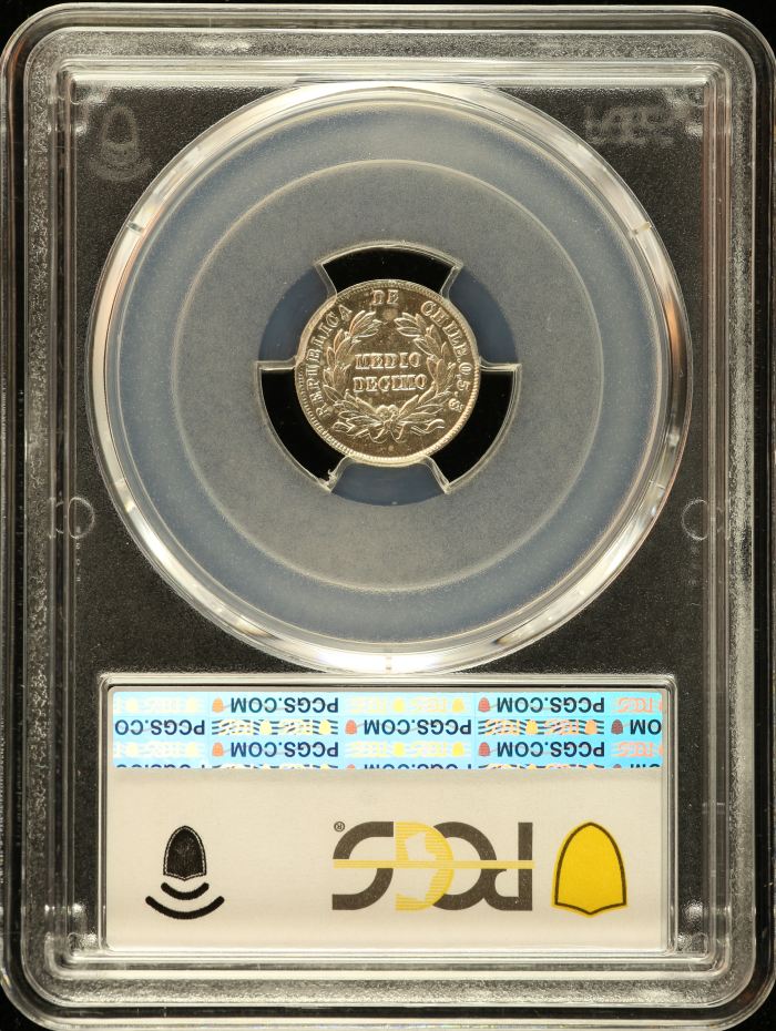 Chile 1/2 Decimo 1888 So PCGS MS63 0151085Chile 1/2 Decimo 1888 So PCGS MS63 0151085 - Image 2