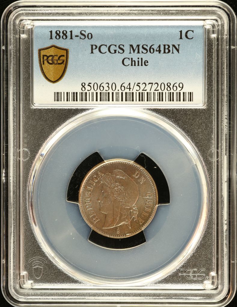Chile Centavo 1881 So PCGS MS64BN 0151086
