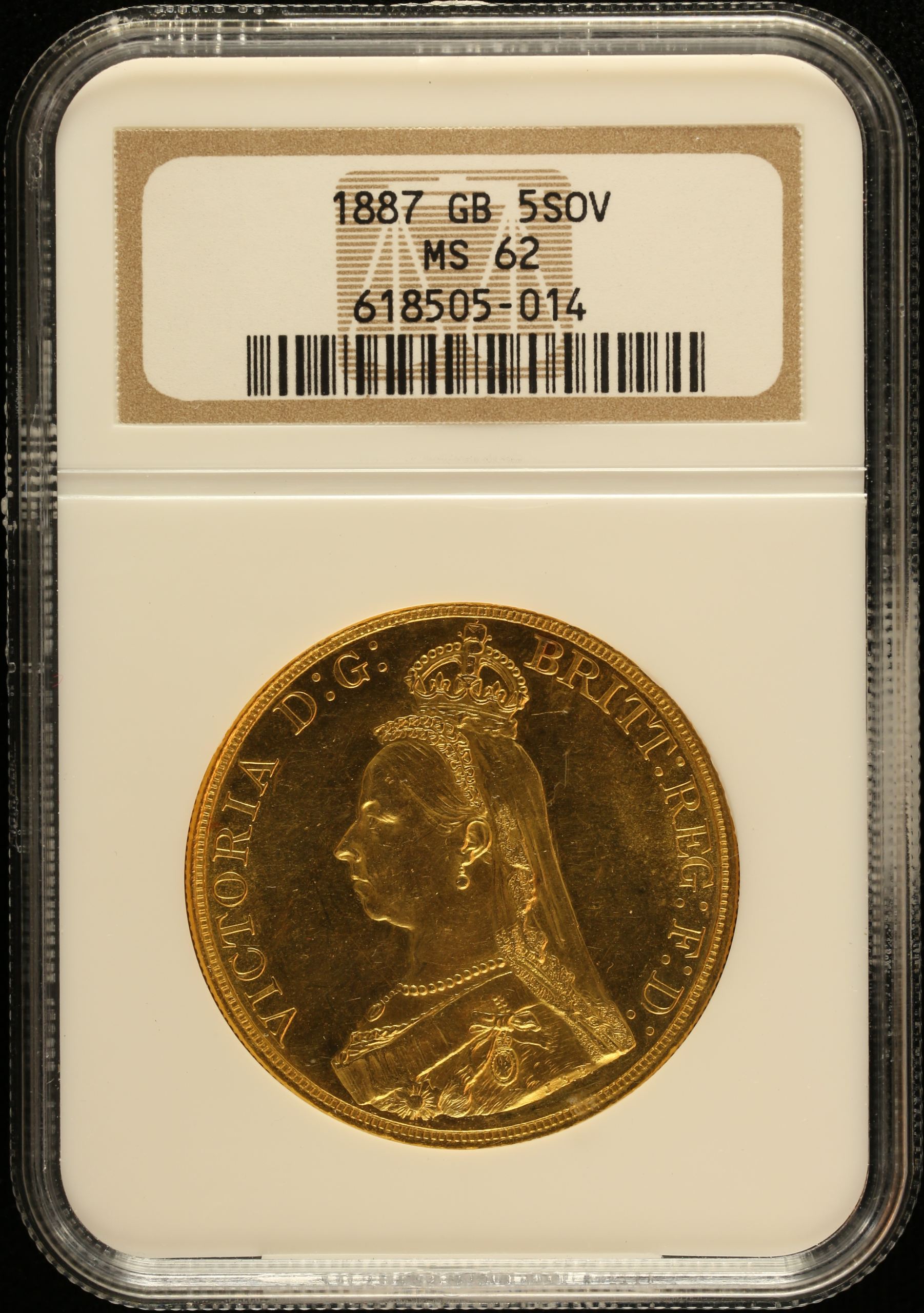 UK (Great Britain) 5 Sovereign 1887 NGC MS62 0151615