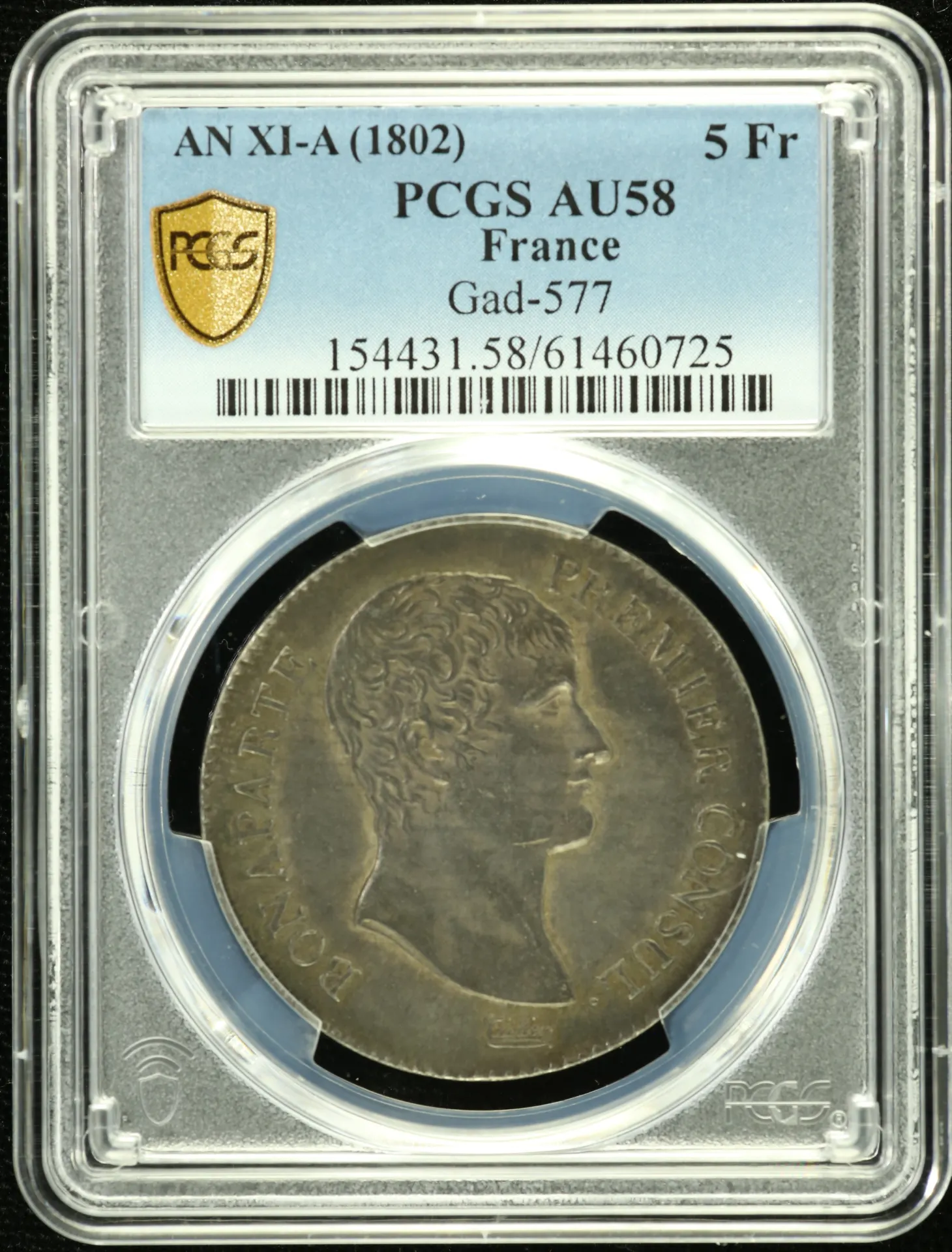 France 5 Franc AN XI (1802) A PCGS AU58 Gad-577 0150411