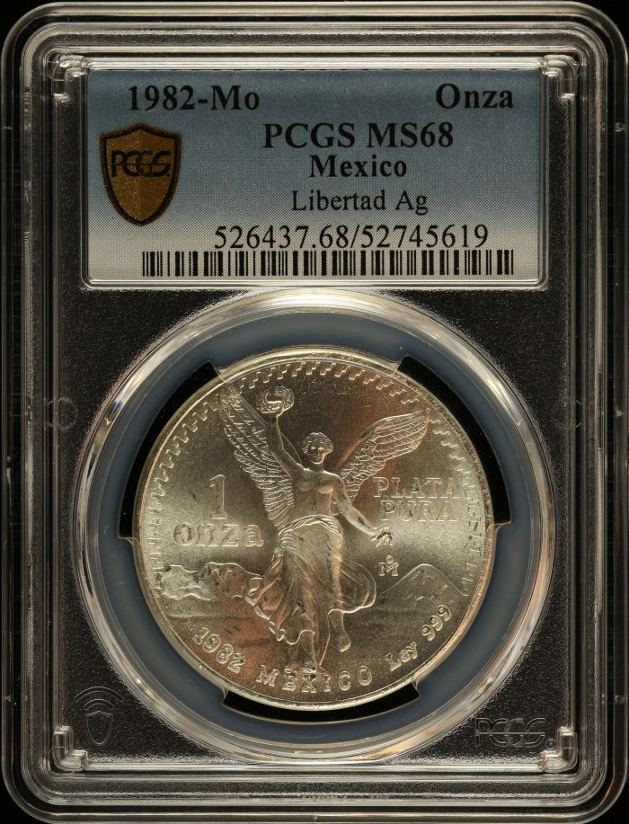 Modern Silver & Minors Onza 1982 Mo PCGS MS68 0149900Modern Silver & Minors Onza 1982 Mo PCGS MS68 0149900