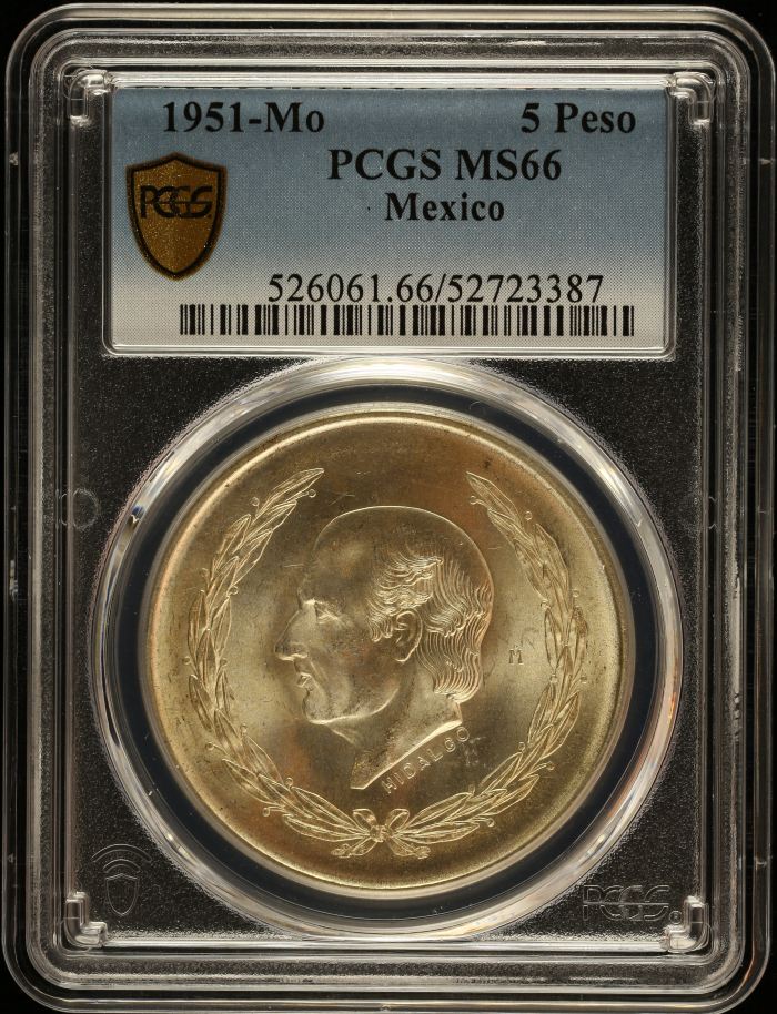 Modern Silver & Minors 5 Peso 1951 Mo PCGS MS66 0151011Modern Silver & Minors 5 Peso 1951 Mo PCGS MS66 0151011