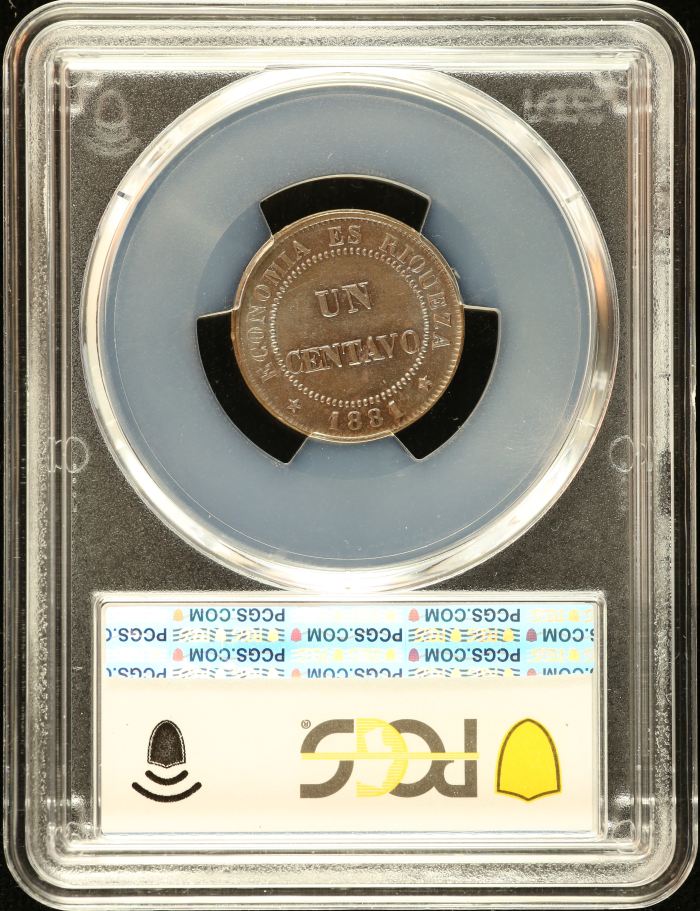 Chile Centavo 1881 So PCGS MS64BN 0151086Chile Centavo 1881 So PCGS MS64BN 0151086 - Image 2