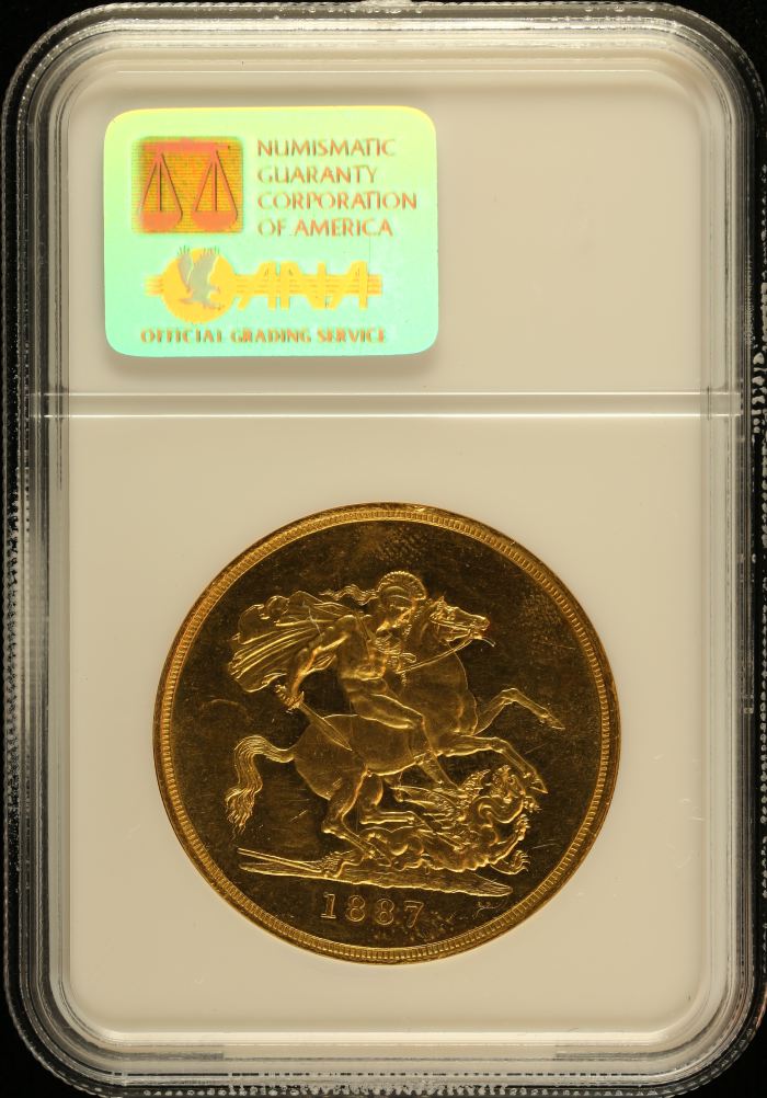 UK (Great Britain) 5 Sovereign 1887 NGC MS62 0151615UK (Great Britain) 5 Sovereign 1887 NGC MS62 0151615 - Image 2