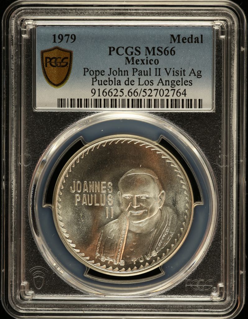 Medals & Tokens Pope John Paul II - Puebla de Los Angeles Silver Medal 1979 PCGS MS66 0150771
