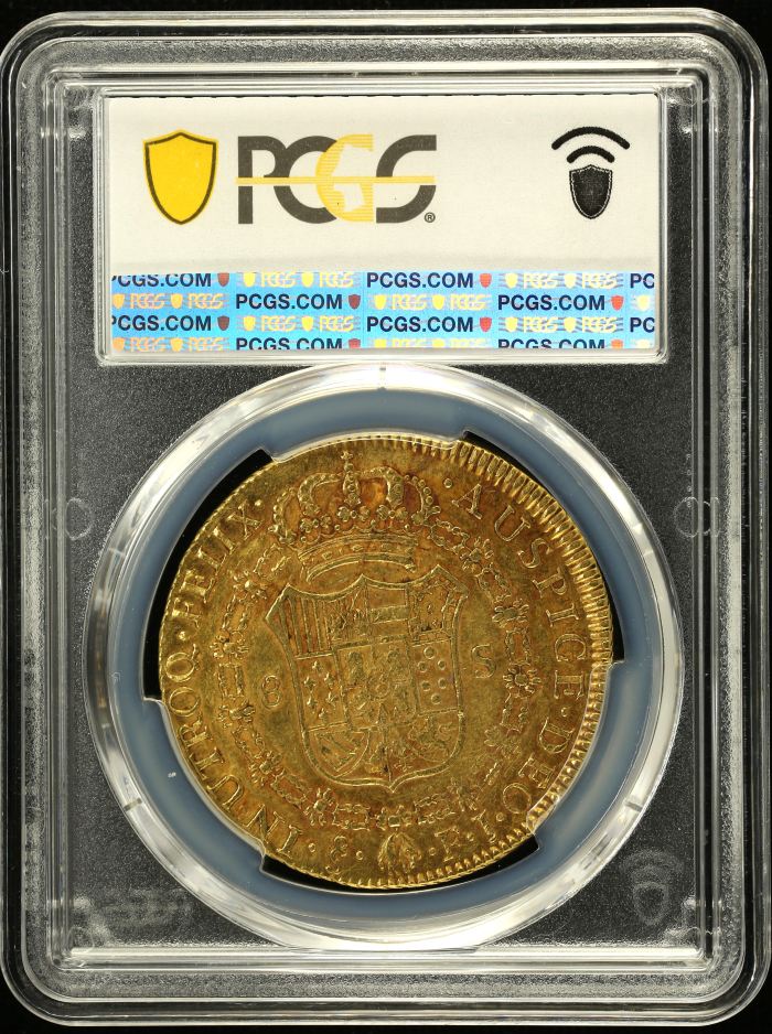 Chile 8 Escudos 1803 So FJ PCGS AU55 Calico-1773 0151639Chile 8 Escudos 1803 So FJ PCGS AU55 Calico-1773 0151639 - Image 2
