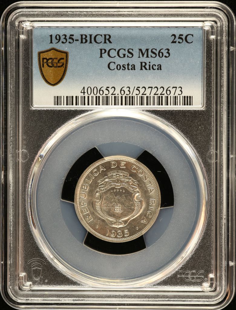 Costa Rica 25 Centimos 1935 BICR PCGS MS63 0151115