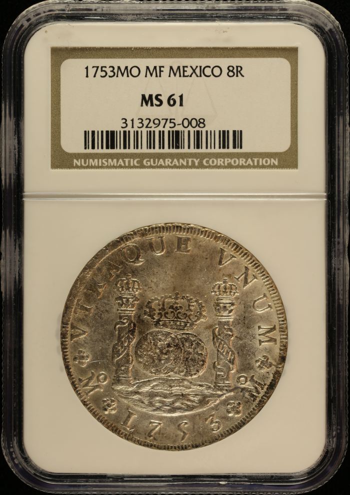 Colonial Silver & Minors 8 Reales 1753 Mo MF NGC MS61 0151631Colonial Silver & Minors 8 Reales 1753 Mo MF NGC MS61 0151631