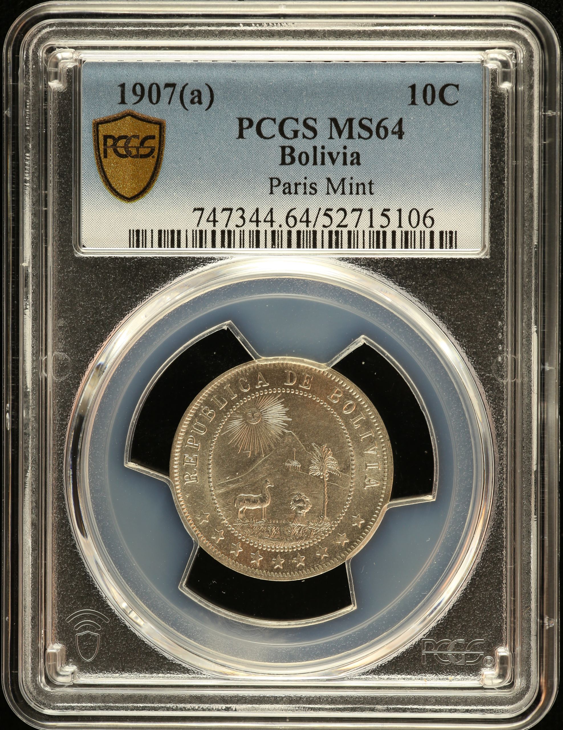 Bolivia 10 Centavo 1907 (a) PCGS MS64 0151182