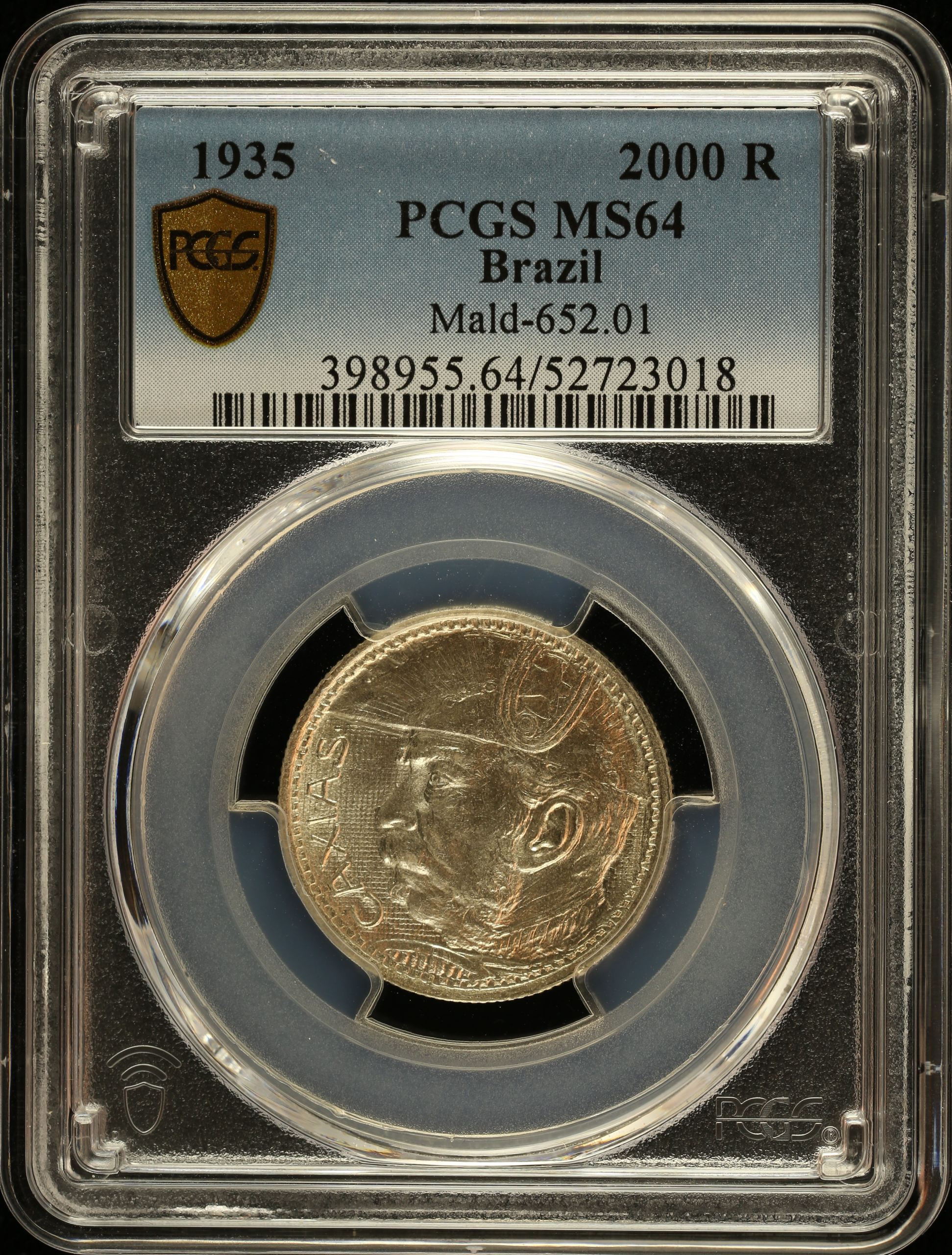 Brazil 2,000 Reis 1935 PCGS MS64 0151023