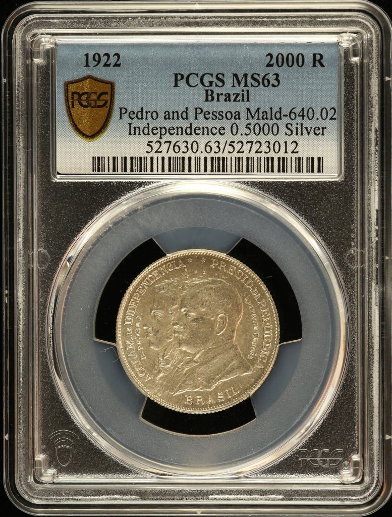 Brazil 2,000 Reis 1922 PCGS MS63 0151117
