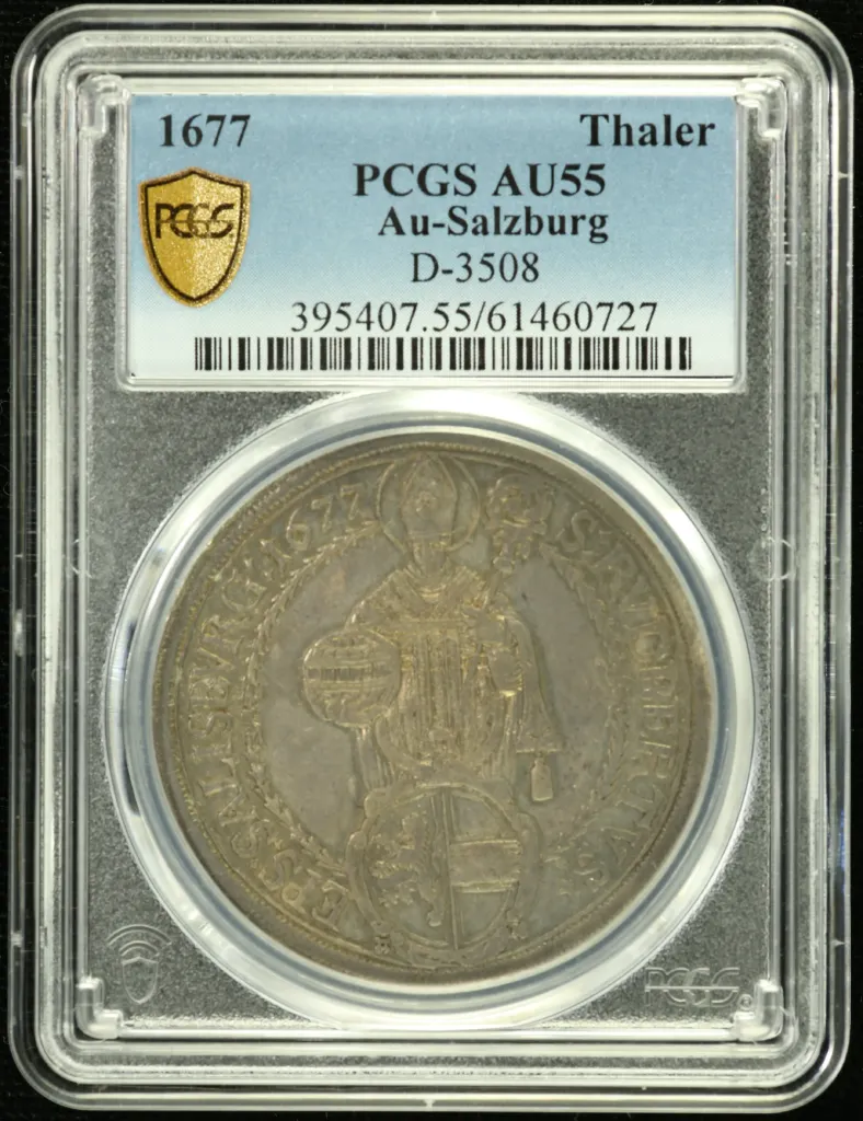 Austria Thaler 1677 Salzburg PCGS AU55 0151678