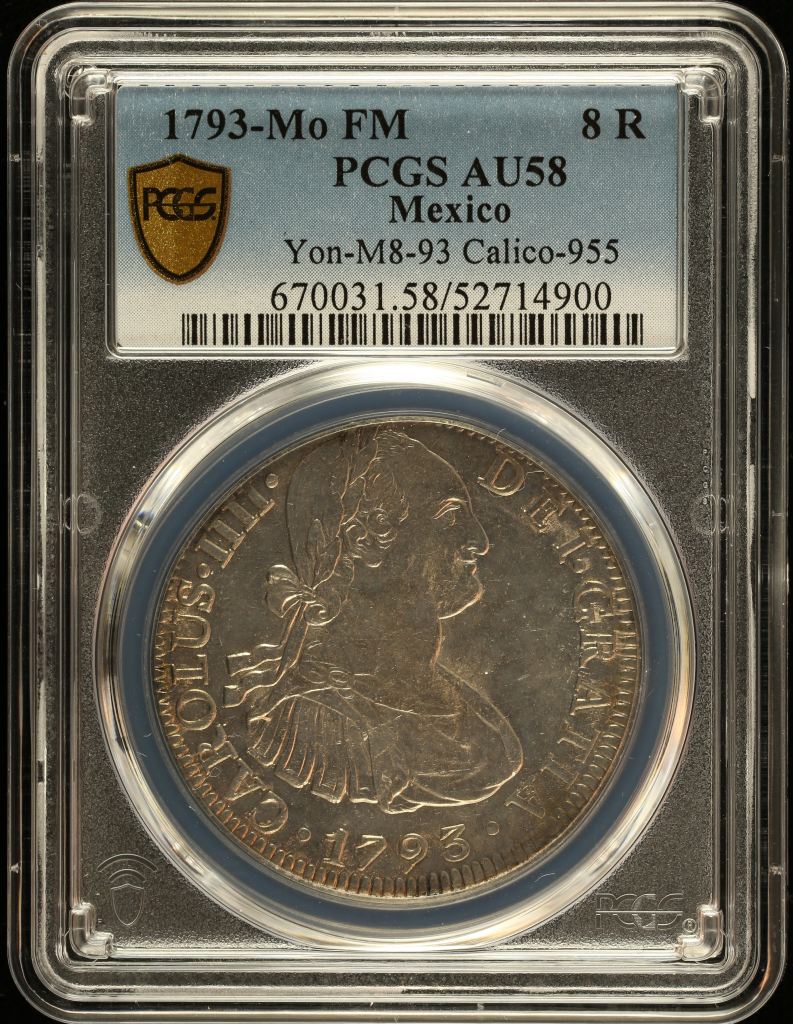Mexico City 8 Reales 1793 Mo FM Calico-955 PCGS AU58 0151016