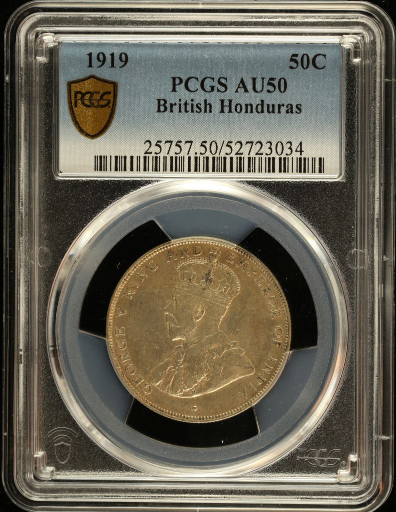 British Honduras 50 Centavo 1919 PCGS AU50 0151024