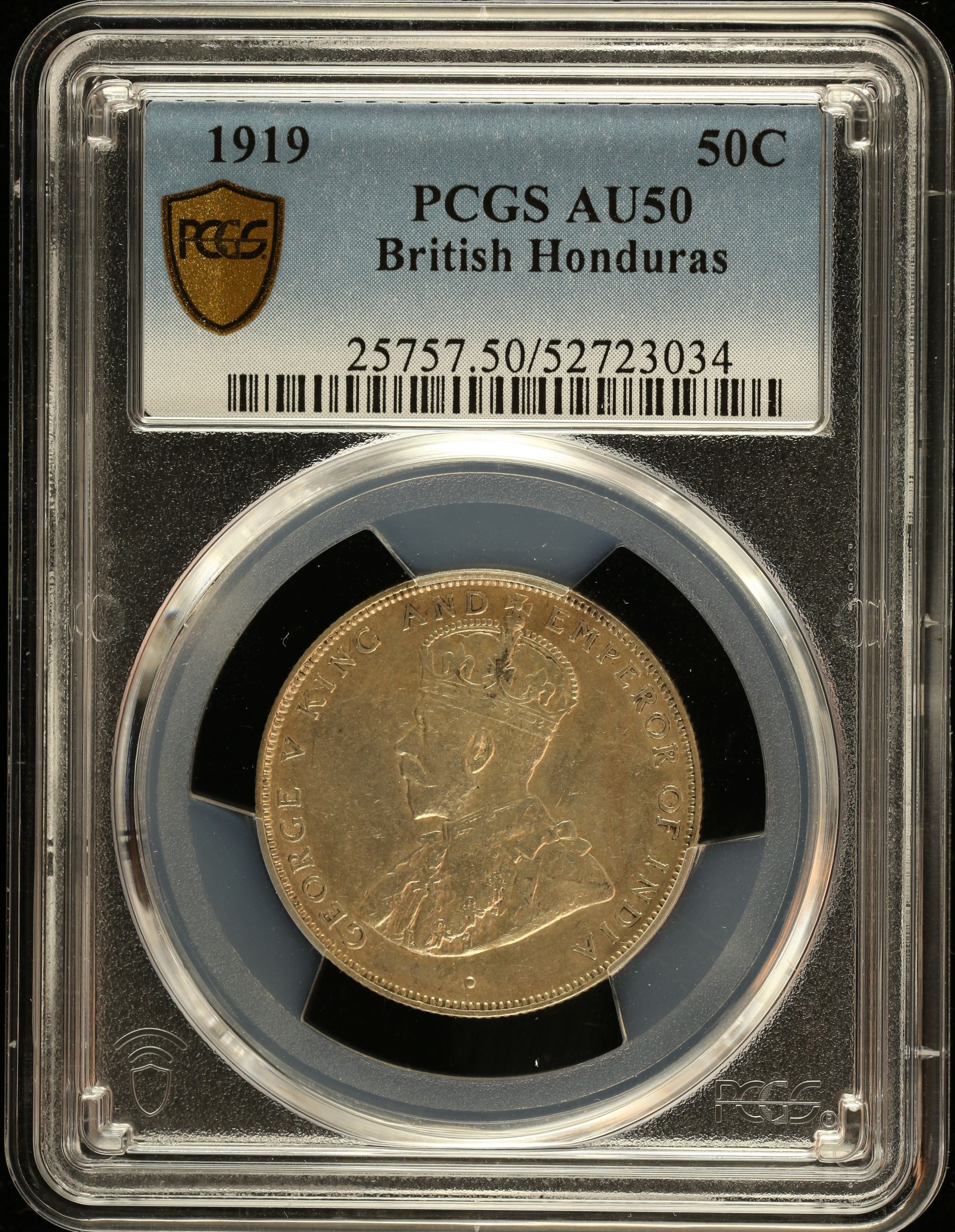 British Honduras 50 Centavo 1919 PCGS AU50 0151024