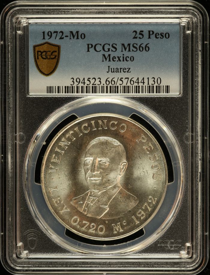 Modern Silver & Minors 25 Peso 1972 Mo PCGS MS66 0150579Modern Silver & Minors 25 Peso 1972 Mo PCGS MS66 0150579