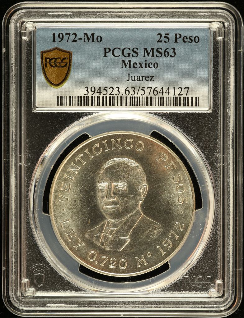 Modern Silver & Minors 25 Peso 1972 Mo PCGS MS63 0150580