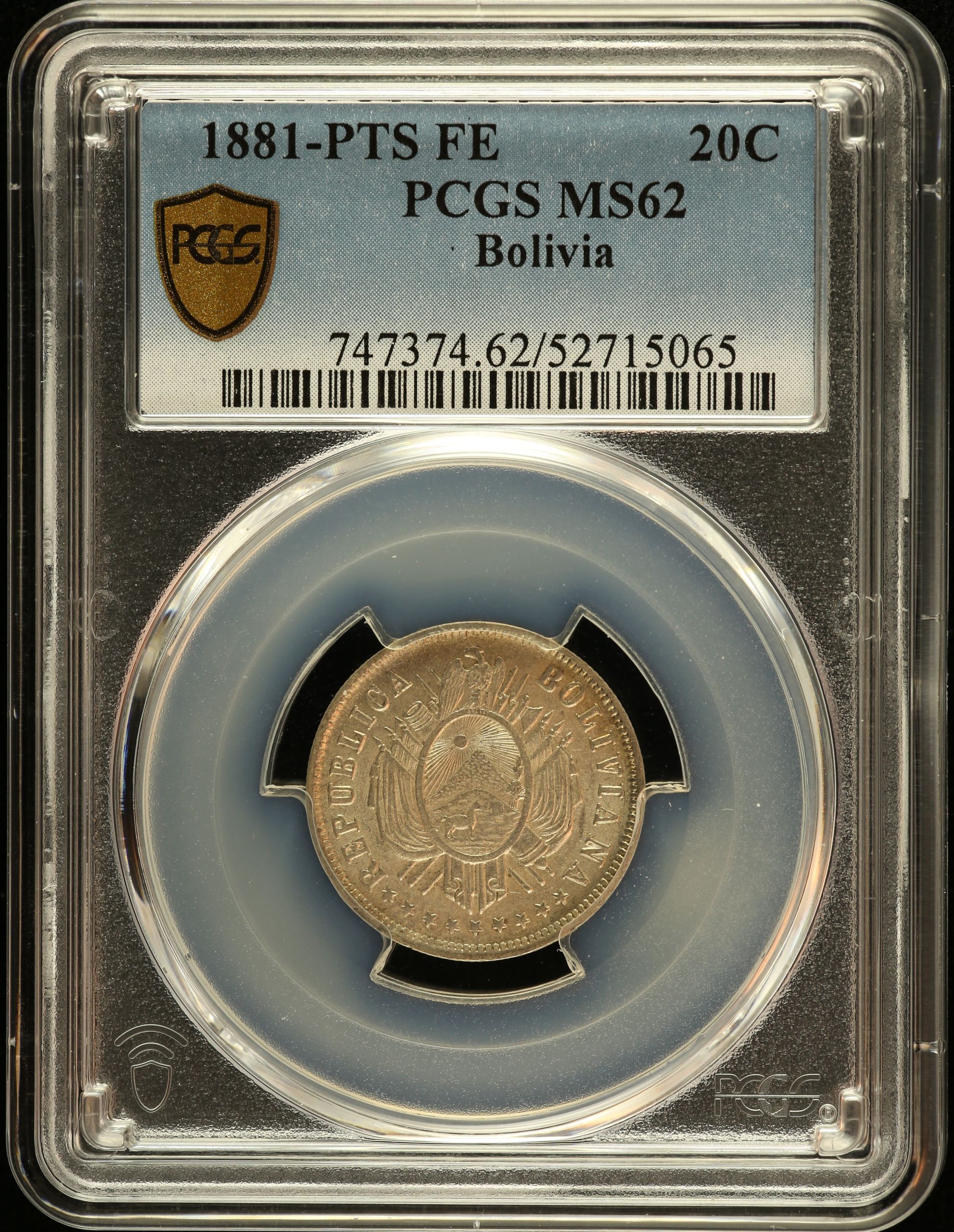 Bolivia 20 Centavo 1881 Pts FE PCGS MS62 0151185