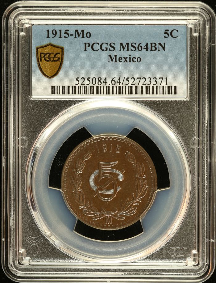 Modern Silver & Minors 5 Centavo 1915 Mo PCGS MS64BN 0150996Modern Silver & Minors 5 Centavo 1915 Mo PCGS MS64BN 0150996